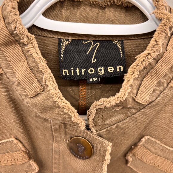 Khaki Utilitarian Army Military Look Vest by Nitrogen Size S Distressed - Picture 3 of 15